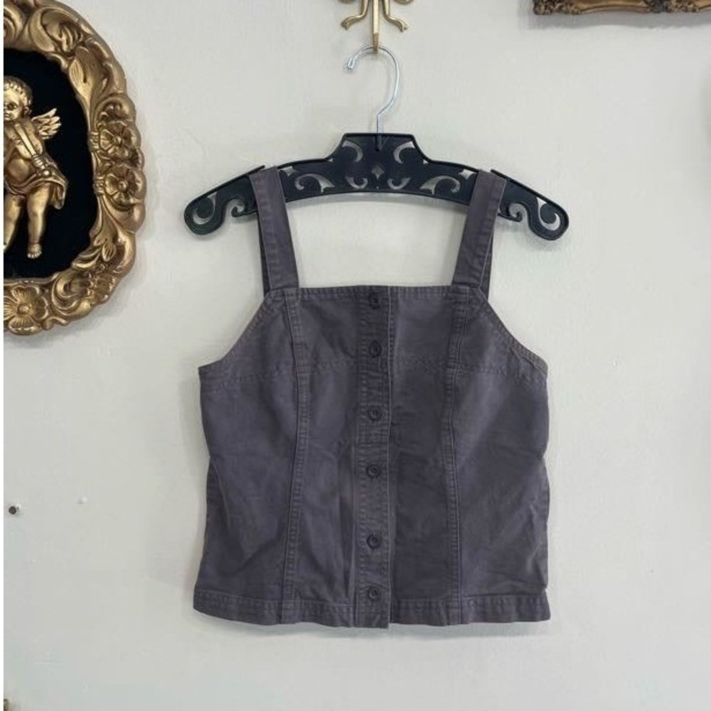 Brandy Melville Button-Front Tank Top in Charcoal One Size